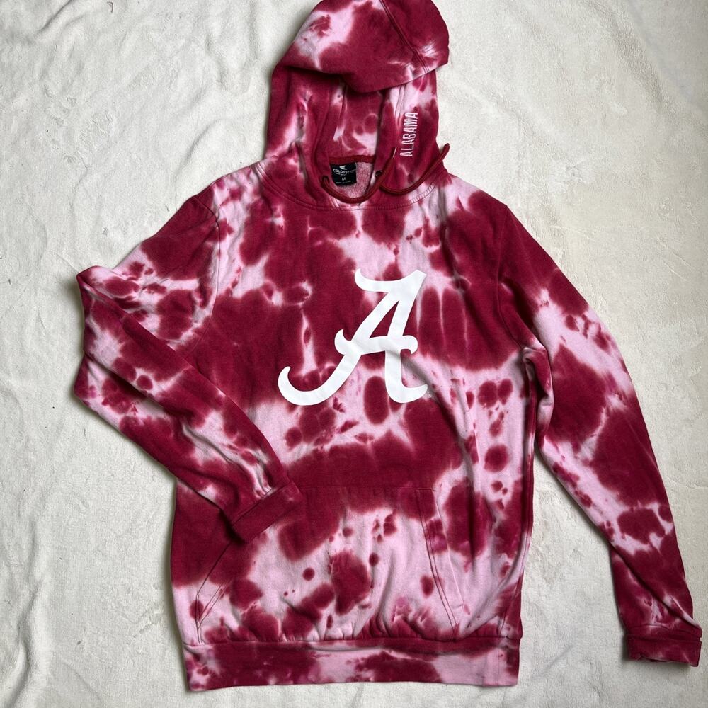 Alabama Crimson Roll Tide Sweatshirt Womens M Red Football Tie Dye Hoodie